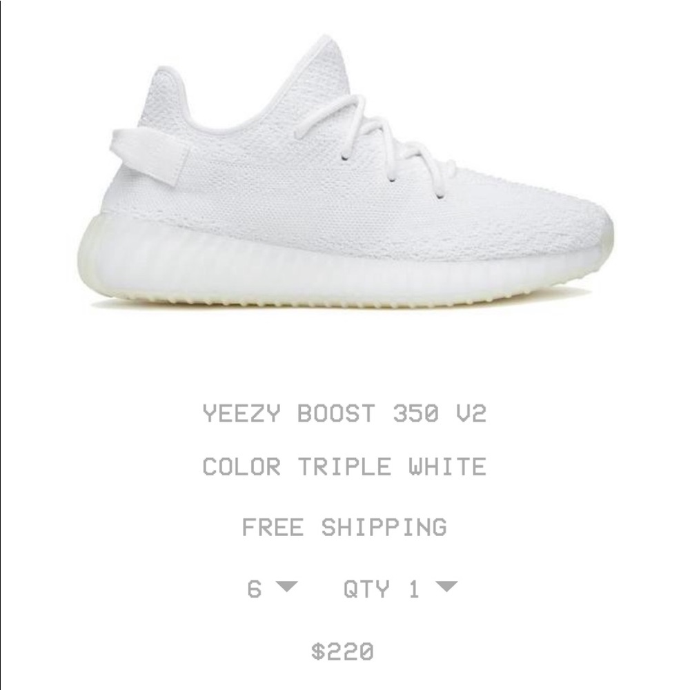 YEEZY BOOST 350 V2
COLOR TRIPLE WHITE